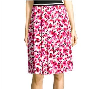 Kate Spade Rose Floral 100% Silk Pleated Skirt